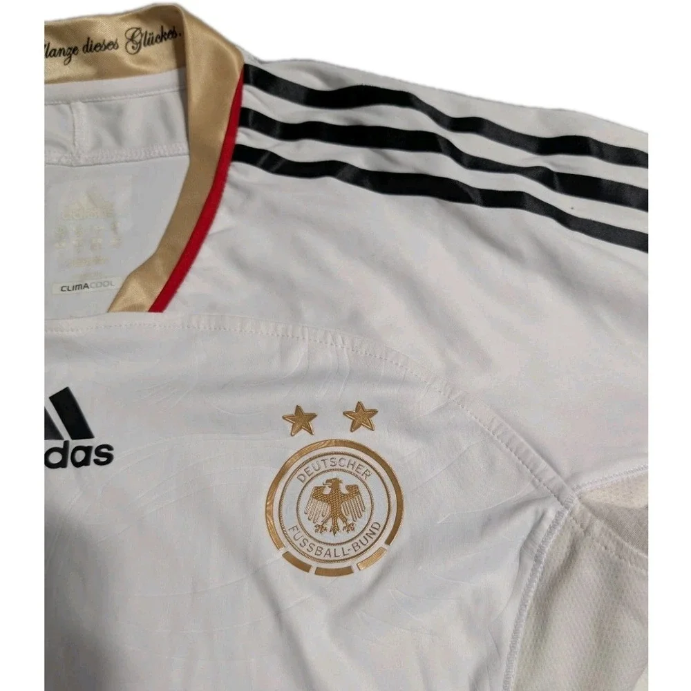Adidas Germany‎ Soccer Jersey Mens Large White Gold ClimaCool DFB Futbol Shirt